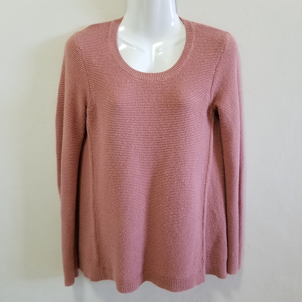 Madewell Sweater Riverside Texture Pink Supersoft Yarn Knit Elliptical Hem XS